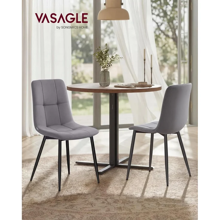 Küchenstühle gepolstert, Esszimmerstühle Samt, moderner Sessel mit verstellbaren Füßen, für Wohnzimmer, 6er Set, grau – Bild 2