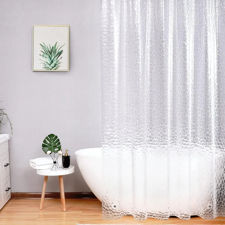 Duschvorhang Transparent Wasserdicht mit Magneten 150x200 Hexagon Muster – Bild 1
