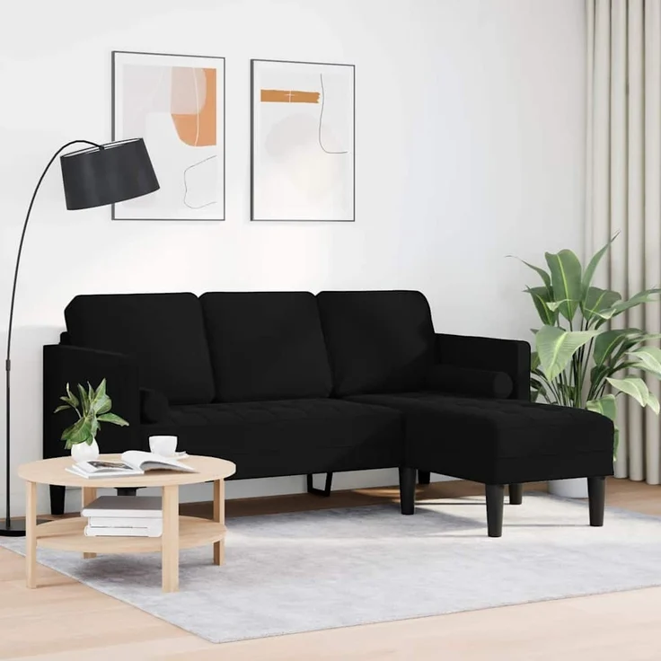 vidaXL Sofa Set mit Kissen Schwarz Polyester 42001931 – Bild 2