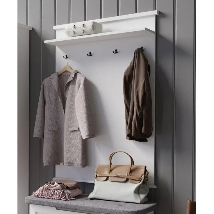 Wandpaneel Galineo Garderobenpaneel 99x22x144cm weiß MDF