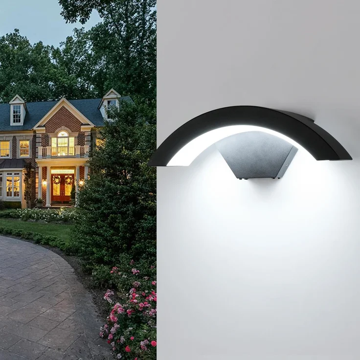 Comely LED Wandleuchte Innen/Aussen, 24 W Moderne Außenwandleuchte IP65 Wasserdicht, Schwarze Wandlampe aus Aluminium für Garten Terrasse Wohnzimmer Schlafzimmer, 6500 K Kaltweiß