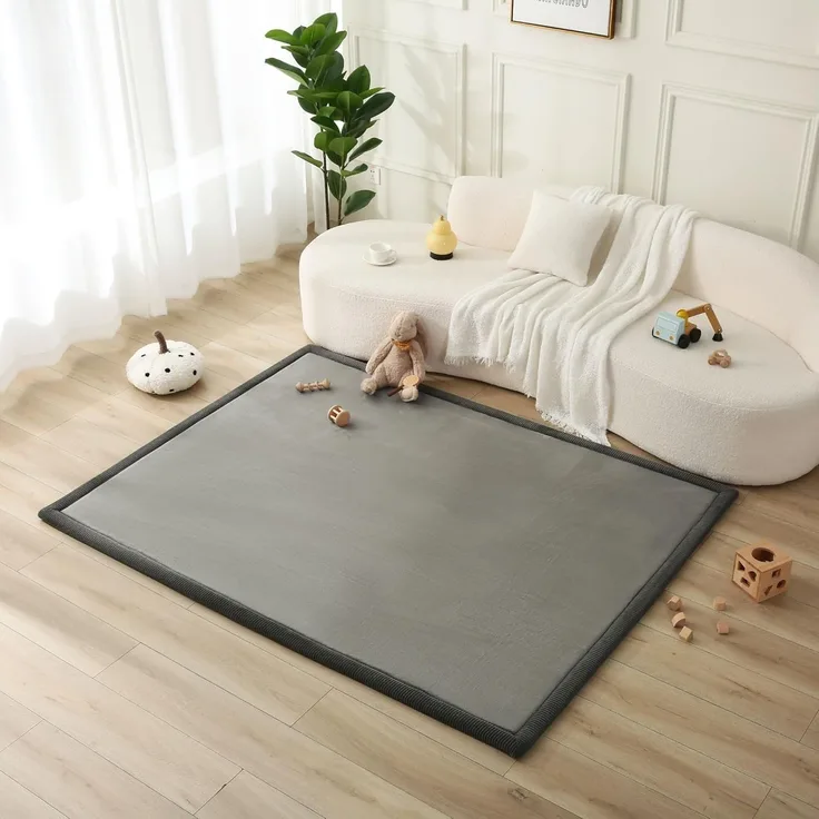Hakuna Matte Wolkenweiche Spielmatte Baby 200 x 150 x 2 cm, Dunkelgrau– Teppich für Kinderzimmer mit hochwertigem Memory-Schaum Krabbelmatte Baby mit Rutschfester Unterseite Krabbeldecke, Tatami Matte