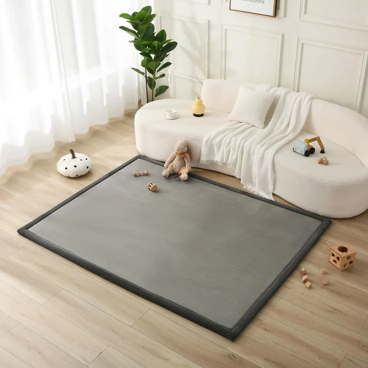 Hakuna Matte Wolkenweiche Spielmatte Baby 200 x 150 x 2 cm, Dunkelgrau– Teppich für Kinderzimmer mit hochwertigem Memory-Schaum Krabbelmatte Baby mit Rutschfester Unterseite Krabbeldecke, Tatami Matte