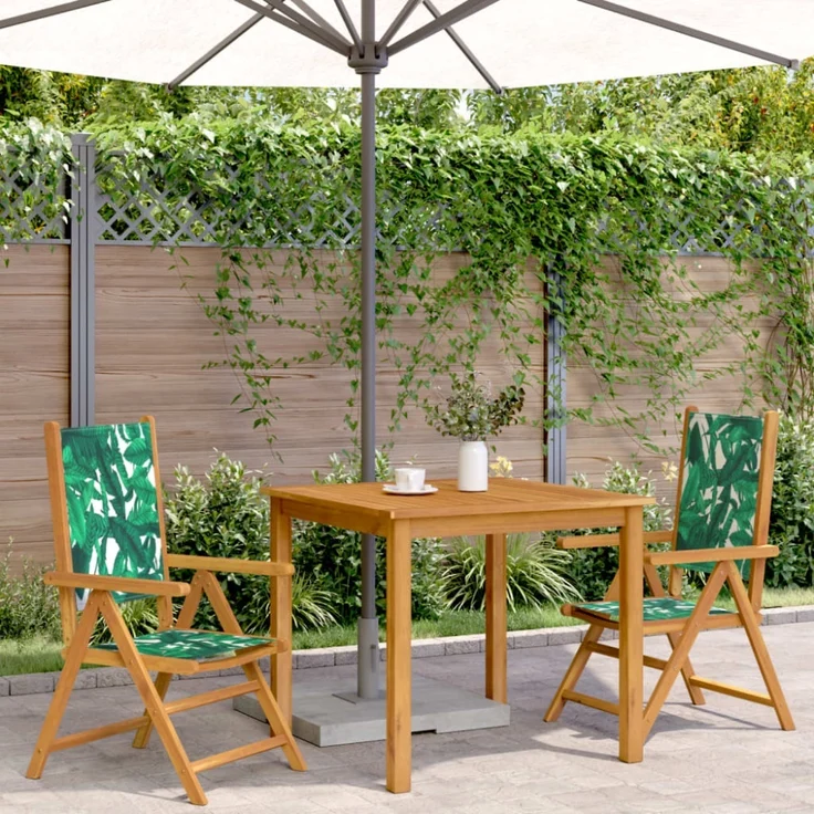 vidaXL Gartenstühle 2 Stk. Blattmuster Massivholz Akazie & Stoff 367661 – Bild 10