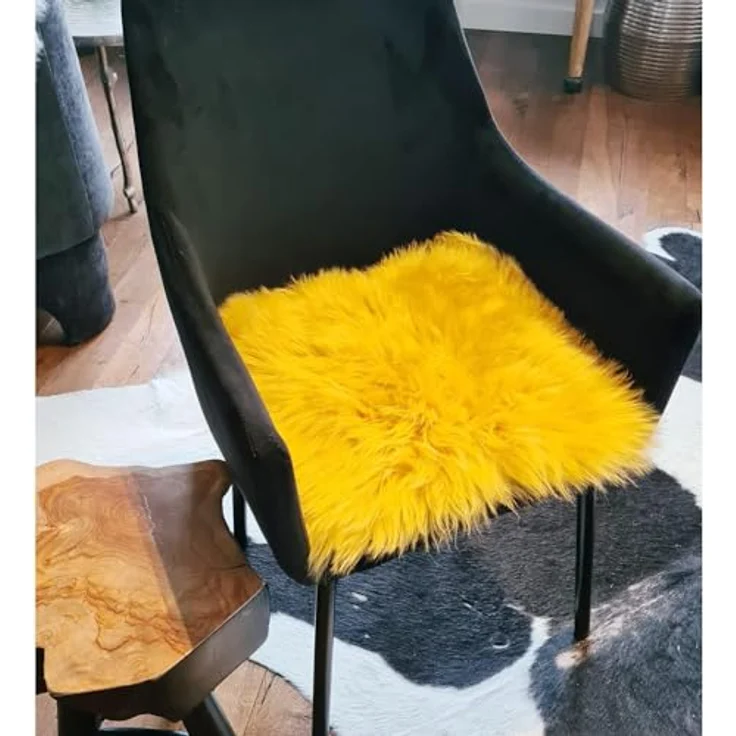 Macosa Home Fellteppich Dekofell eckig Stuhlkissen 35 cm echtes Lammfell Dekofell Sitzplaid, quadratisch, Echtes Lammfell Sitzkissen Dekofell – Bild 5
