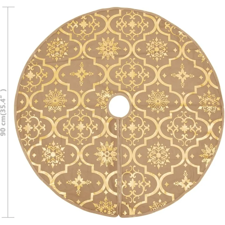 vidaXL Luxus-Weihnachtsbaumdecke mit Socke Gelb 90 cm Stoff 330290 – Bild 8