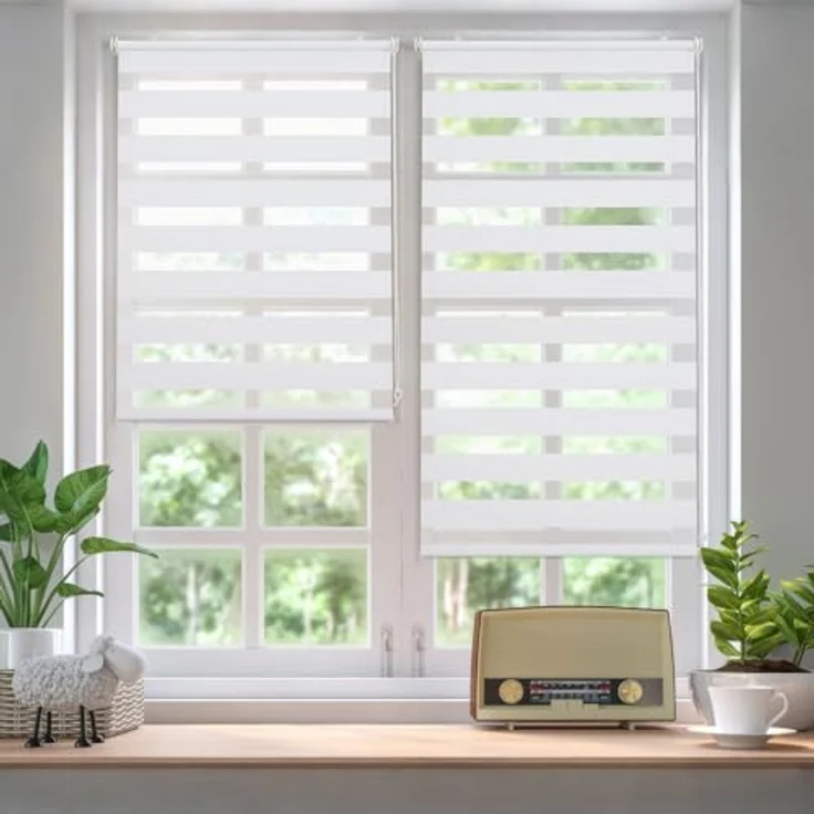 Sekey Doppelrollo Klemmfix ohne Bohren für Fenster, Doppelrollo 85 cm breit, Duo Rollo Jalousie Sonnenschutz, 85x130 cm, Weiß – Bild 3