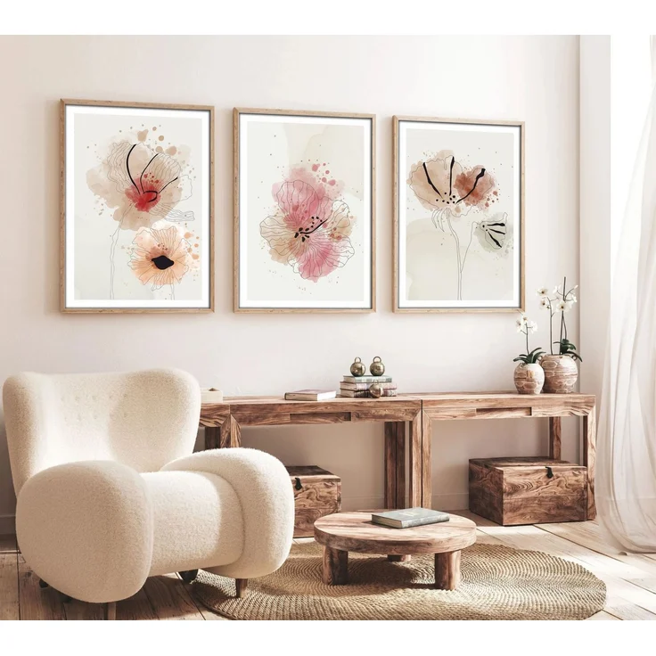 Wallity Leinwandbild Painting: 100% MDF (Thickness: 3 mm), 50 x 70 cm (3 Pieces) E1502, (3 St) – Bild 4
