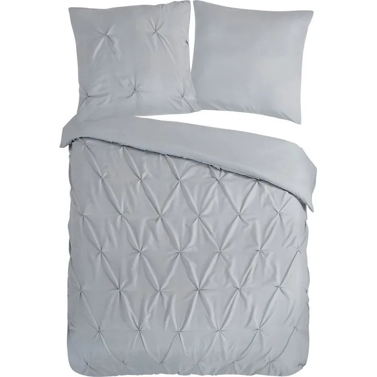 Pure Microfaser Bettwäsche 135 X 200 cm + 1- 80 X 80 cm Elegance luxury stitching pleats grau