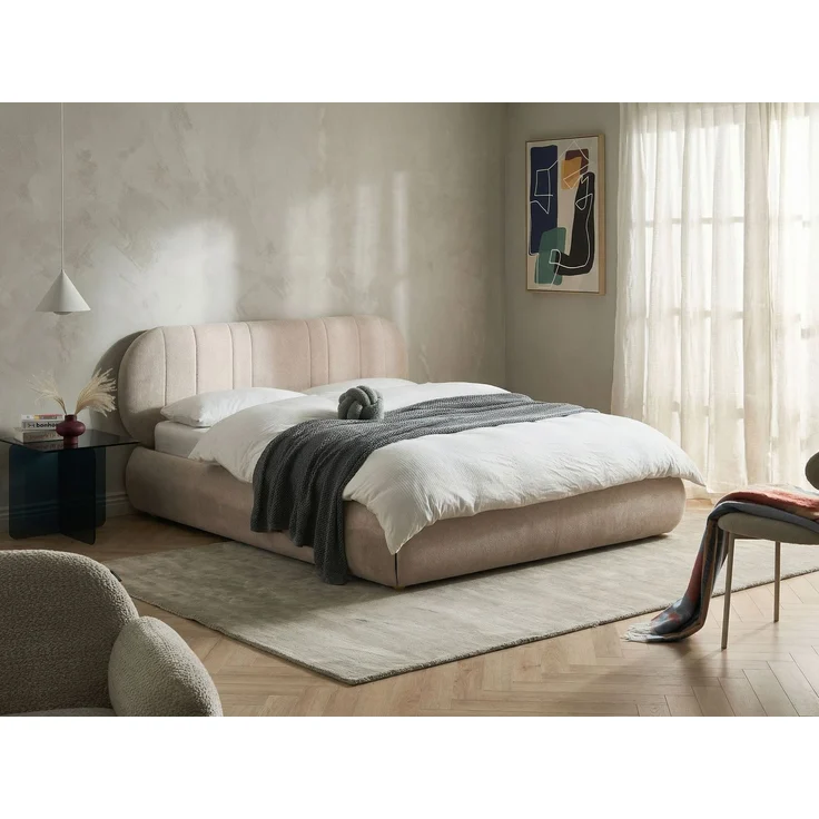 Bett mit Stauraum Stoff CAMPAN 160x200 cm Hellbeige – Bild 3