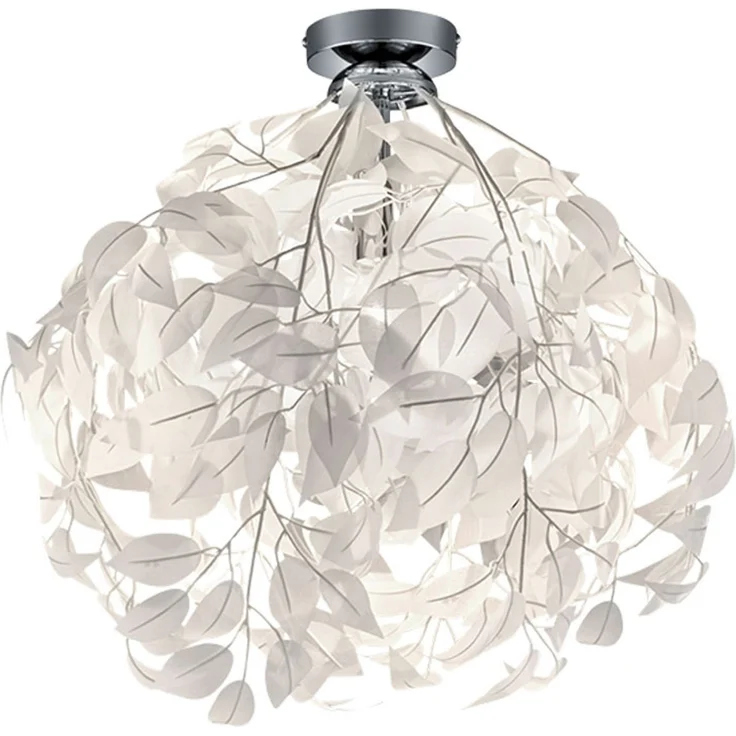 Deckenleuchte, Metall, Blätter-Design, Chrom, weiß, H 58 cm – Bild 1