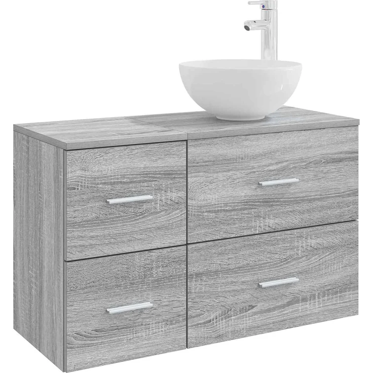 vidaXL Badezimmerschrank-Set 2 stk. Grau Sonoma 79,5 x 35 x 80 cm 3403949 – Bild 2