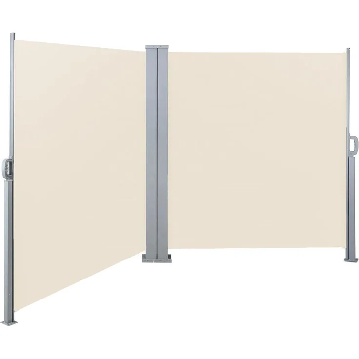 SVITA Doppelseitenmarkise ausziehbar freistehend Sichtschutz 600x160 cm Beige – Bild 1
