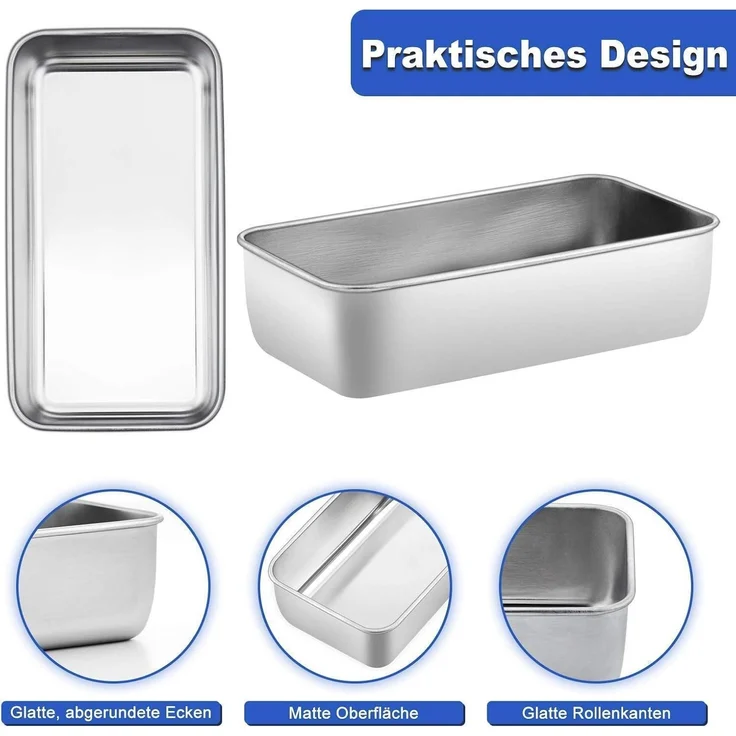 Homikit Edelstahl Kastenform 2er-Set Brotbackform 23,5cm x 12,6cm x 6cm – Bild 3