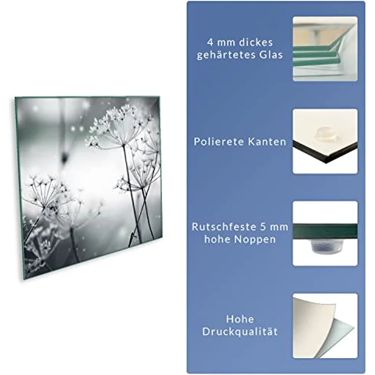 Decorwelt Herd-Abdeckplatte Pusteblume Grau, (1 tlg), für alle Herdarten excl. Gasherde – Bild 9