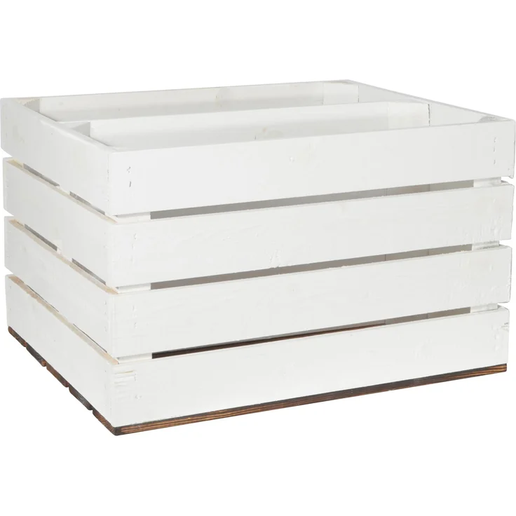 CHICCIE 3 Set Holzkiste Grete Weiß Geflammt - Langes Regal Obstkiste Dekokiste Weinkiste – Bild 4