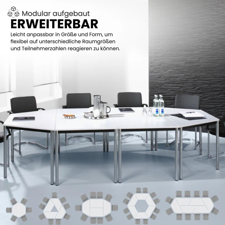 bümö Multifunktionstisch grau, Tisch 80 x 80 cm, Tischfuß rund in schwarz - einfacher Tisch klein, Besprechungstisch System D-Serie, Konferenztisch, Meetingtisch, Mehrzwecktisch, Pausentisch, DR08-5-D – Bild 6