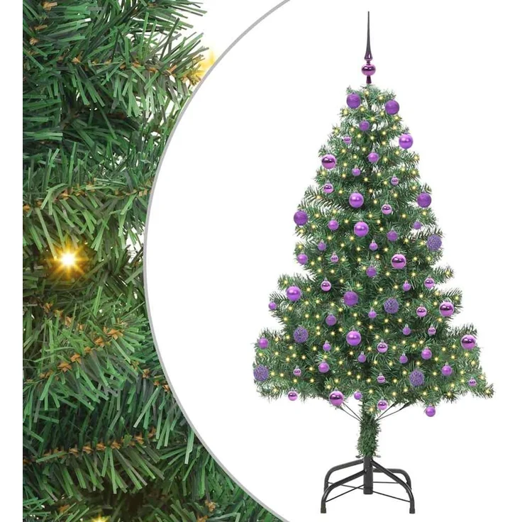 vidaXL Weihnachtsbaum mit LED-Beleuchtung Grün 210 cm PVC und Stahl 3396395 – Bild 2