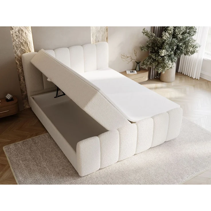 GRAINGOLD Cloud Boxspringbett 200x200, Bett mit Bettkasten, Bouclé-Stoff, mit Kopfteil, Beige – Bild 5