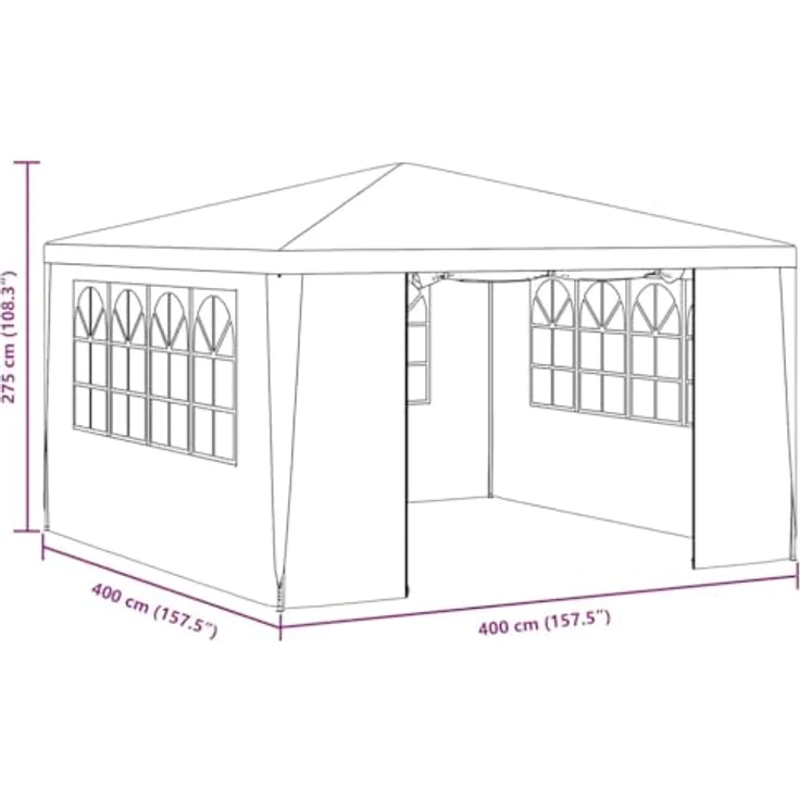 vidaXL Profi Partyzelt mit Seitenwänden UV-beständig Wasserbeständig Pavillon Festzelt Gartenpavillon Gartenzelt Garten Bierzelt 4x4 m Anthrazit 90g/m² – Bild 4