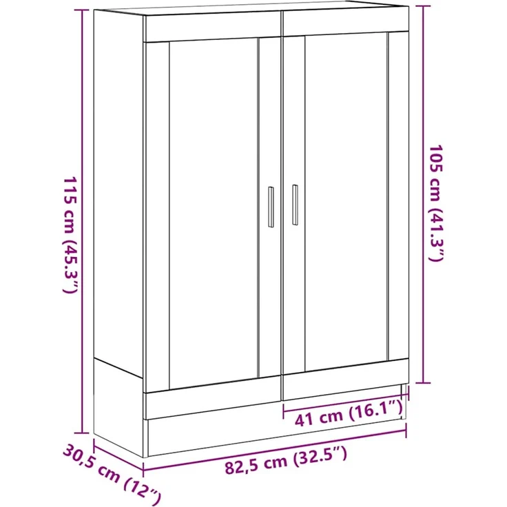 vidaXL Bücherschrank Schwarz Eichen-Optik 82,5x30,5x115 cm 862021 – Bild 10