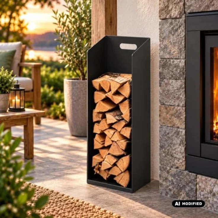 Metallregal für Kaminholz und Briketts, Feuerholzregal, Holzregal – Bild 3