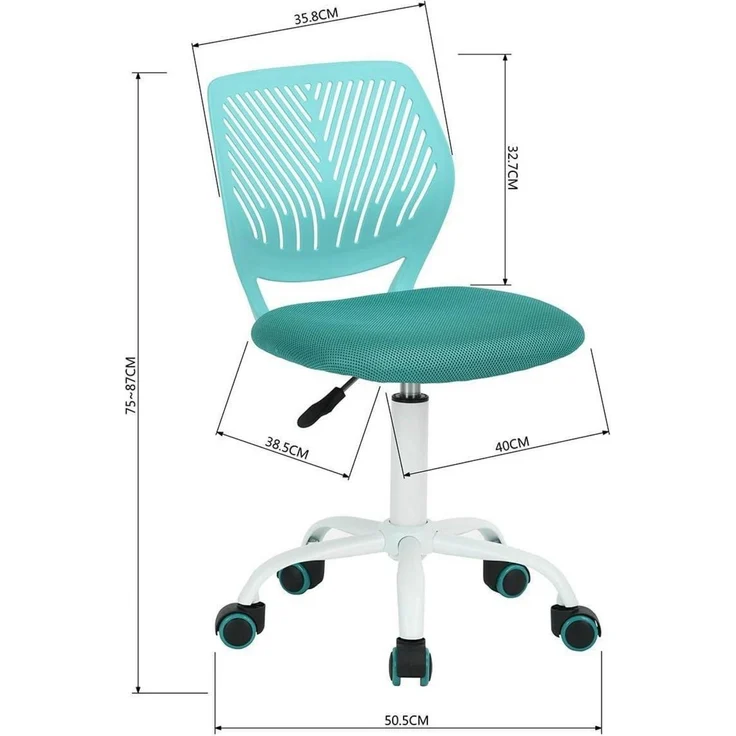 Homy Casa Türkis Grüner Schreibtischstuhl Ergonomisch Verstellbar – Bild 3
