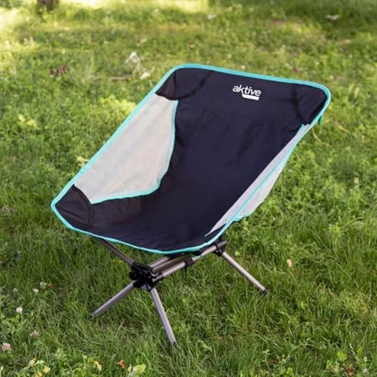 AKTIVE Camping-Klappstuhl, sehr kompakt, Stahl und Polyester, max. 110 kg, 58 x 36 x 66 cm, bequem und langlebig, rutschfest, mit Tragetasche, vielseitig einsetzbar, langlebig, Outdoor-Stühle (63047) – Bild 2