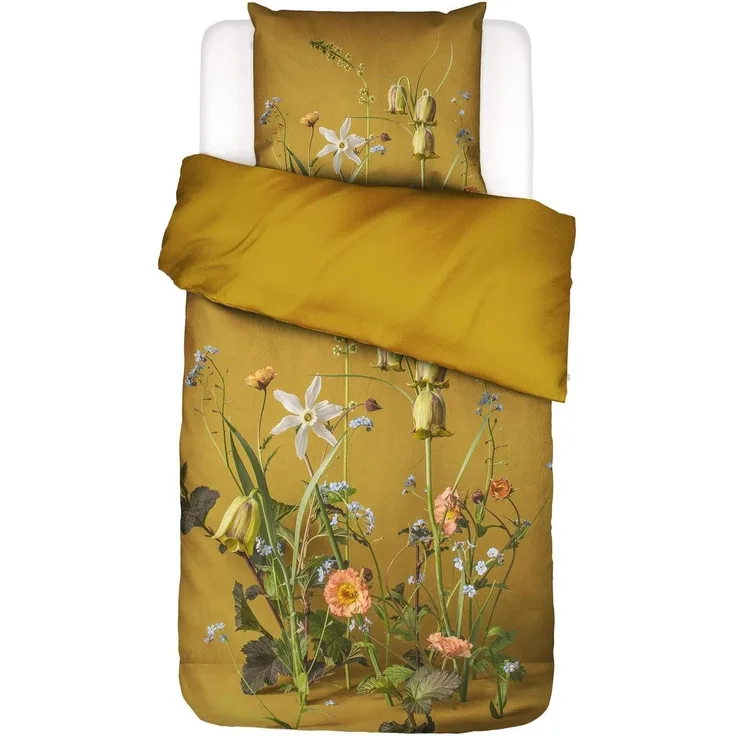 Essenza Bettwäsche Ficaria Flower Ochre Baumwollsatin, 155x220 cm