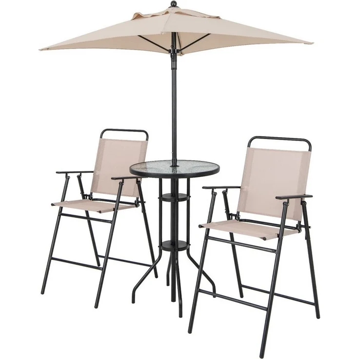 COSTWAY Balkonset, (4-tlg), Balkonmöbel mit Sonnenschirm, klappbar – Bild 5