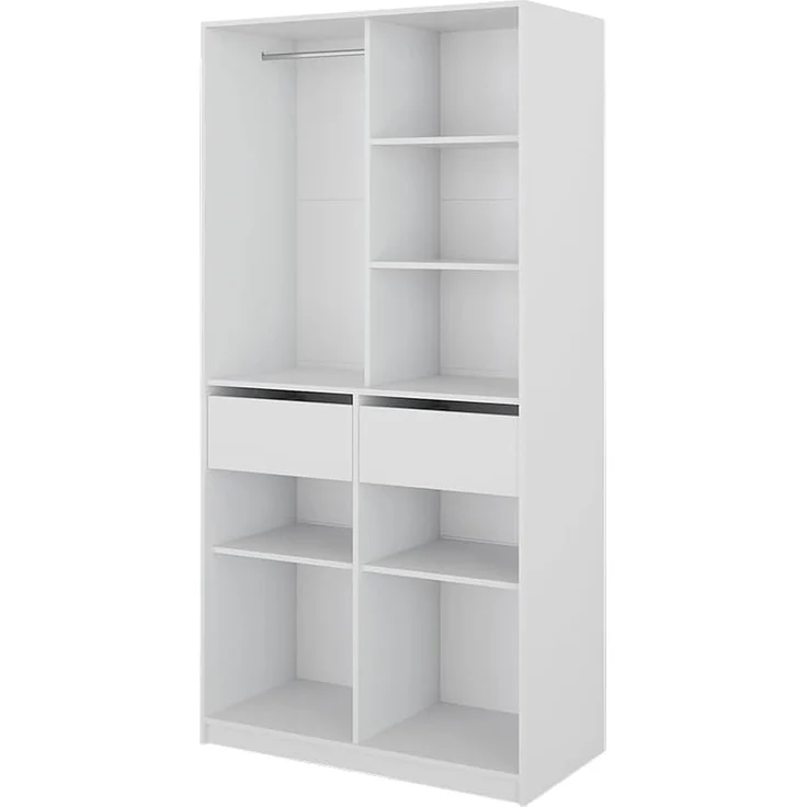 Kleiderschrank Elmo Weiß 100 x 200 cm mit 2 Schubladen Vicco – Bild 1