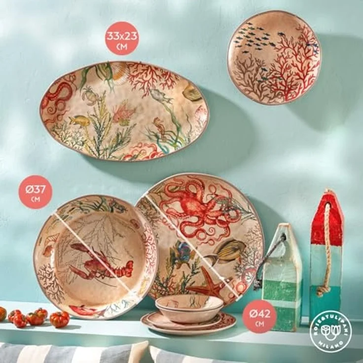 Rose&Tulipani Rose&Tulipani Sea Life 2er-Set Teller 33 x 23 cm R133201PEM – Bild 5