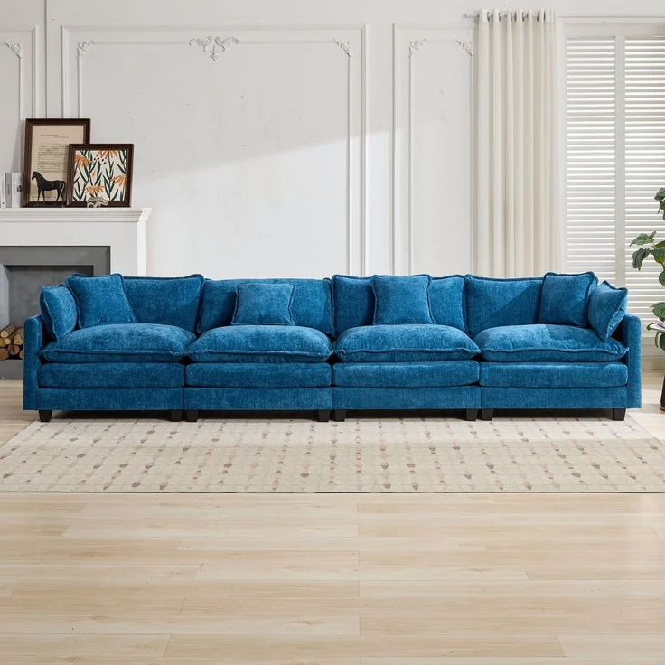 ZUBALIYA Sofa mit LED - Beleuchtung, mit Chenille - Bezug, mit Cordbezug, modular aufgebaut, aus Chenille, für Wohnzimmer und Apartments – Bild 2