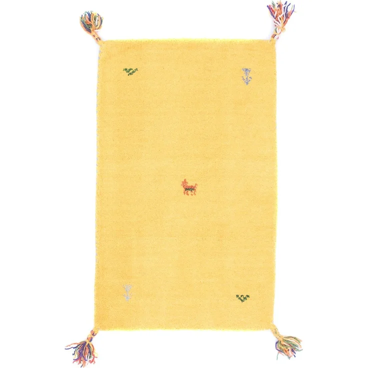 Gabbeh Teppich - Indus »Agra« 90 x 60 cm - gelb – Bild 2