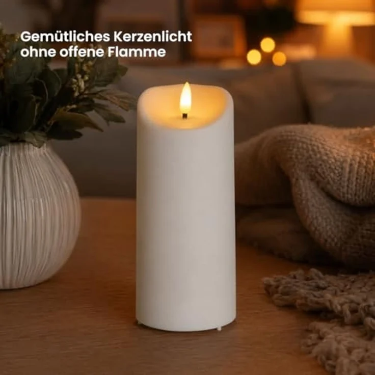 Große LED Outdoor-Kerze ,Flamme', Batterie und Timer, flackernd, warmweiß, 18cm – Bild 3