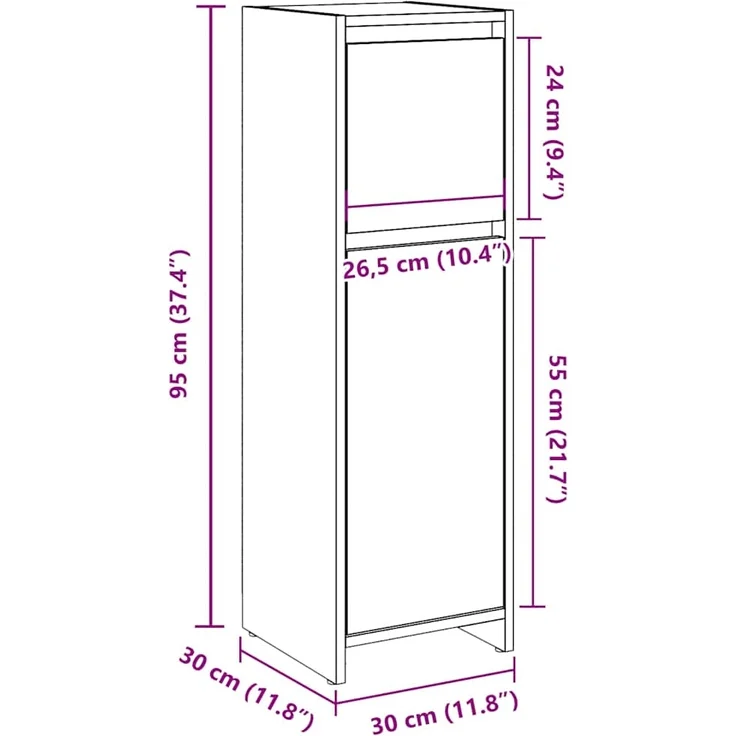 vidaXL Badschrank Altholz-Optik 30x30x95 cm Holzwerkstoff 856061 – Bild 10