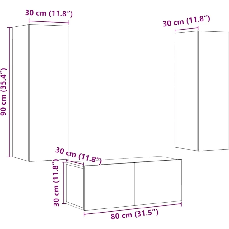 vidaXL TV-Wandschränke 3 Stk. Artisan-Eiche Holzwerkstoff 3328964 – Bild 9