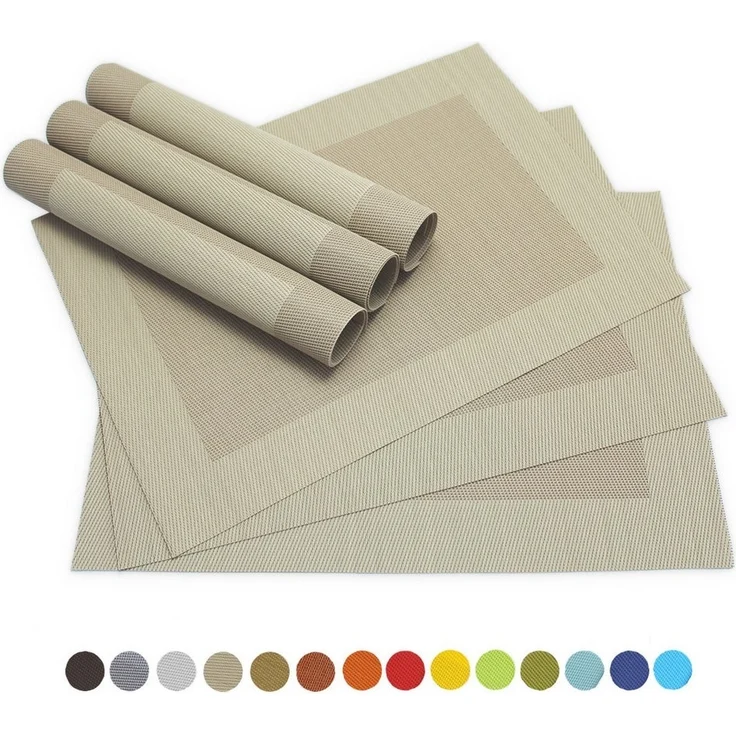 matches21 HOME & HOBBY Platzset Tischsets BORDA 6er Set Beige als Tischuntersetzer, (6-St), Abwaschbare Platzsets als Tischunterlagen für Ess-Tisch Tisch-Deko – Bild 5
