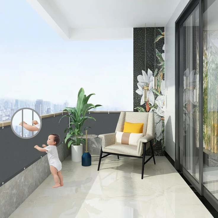 AXT SHADE Balkon Sichtschutz Wetterfest 75x300 cm Balkonverkleidung Balkonabdeckung Balkonbespannung Blickdichte Windschutz und UV-Schutz mit Kabelbinder für Balkongeländer-Anthrazit – Bild 4
