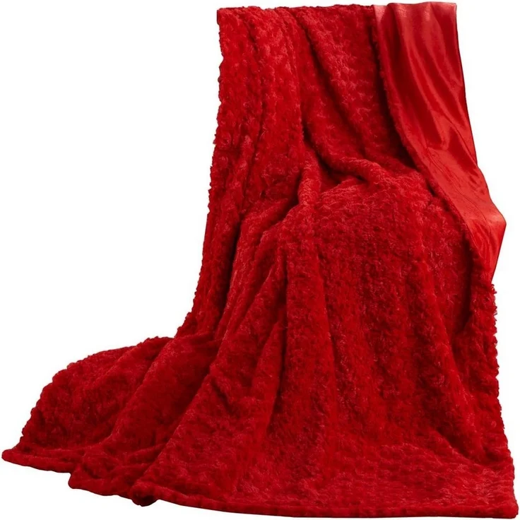 Wohndecke Florenza Kuscheldecke Sofadecke Tagesdecke Plüsch 150x200cm rot, CelinaTex, flauschig,weich,Wohnraumdekoration,effektvoll,hautfreundlich,dekorativ – Bild 2
