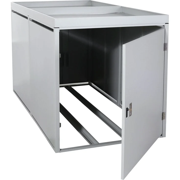 Mendler 'HWC-L56b' 2er-Fahrradgarage mit Pflanzkasten, abschließbar, verzinkter Stahl hellgrau, 113 x 208 x 125 cm – Bild 9