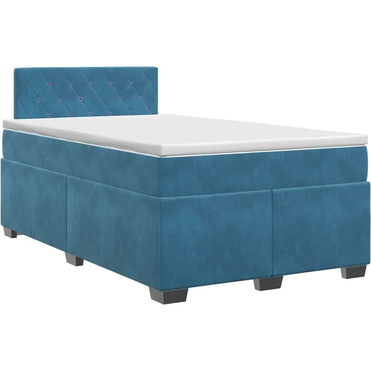 vidaXL Boxspringbett mit Matratze Dunkelblau 120 x 200 cm Samt 3450690 – Bild 2