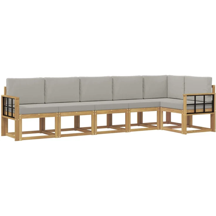 vidaXL Outdoor-Sofagarnitur 6 stk. Weiß und Hellgrau 3387710 – Bild 2