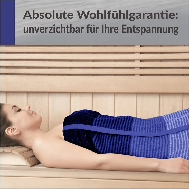 Lashuma Saunatuch Helsinki, Frottee (1-St), großes Handtuch 85x200 blau schwarz mit Streifen – Bild 2