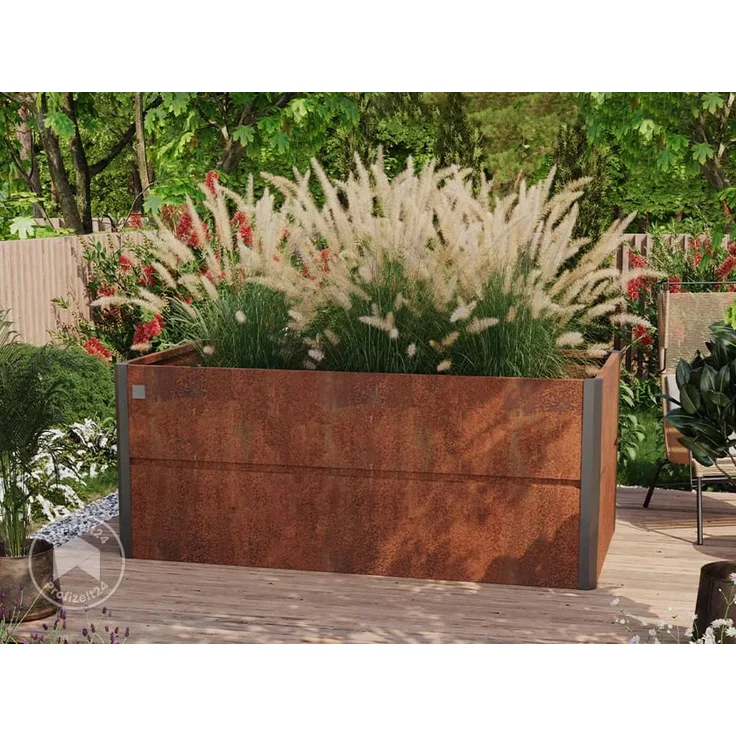 PRIMEYARD 200 x 100 x 77 cm Hochbeet Nele, Cortenstahl, Rost-Optik
