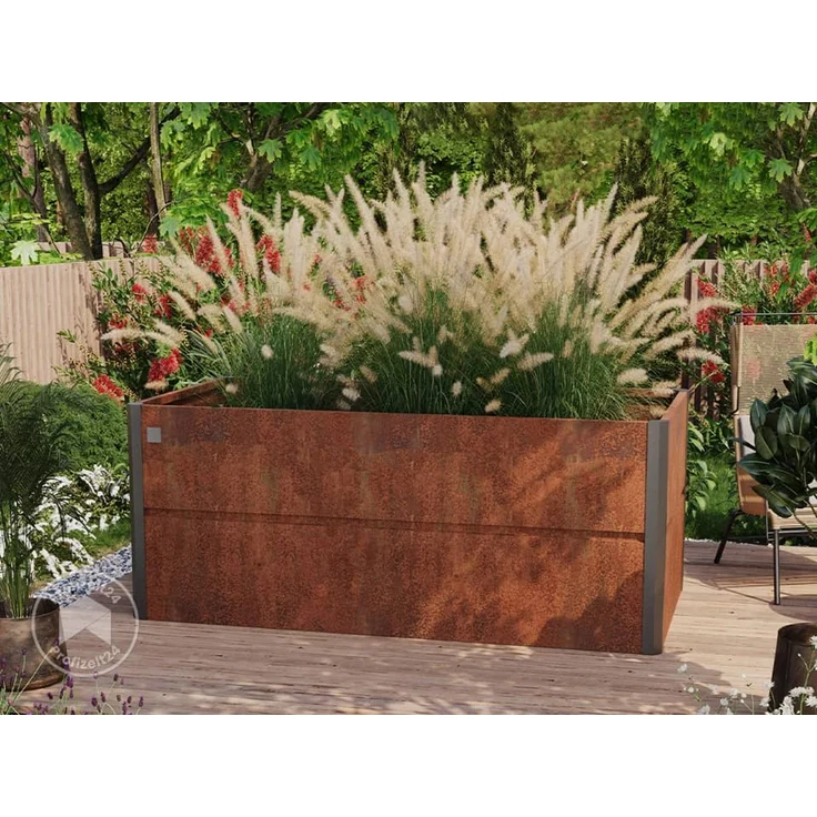 PRIMEYARD 200 x 100 x 77 cm Hochbeet Nele, Cortenstahl, Rost-Optik – Bild 1