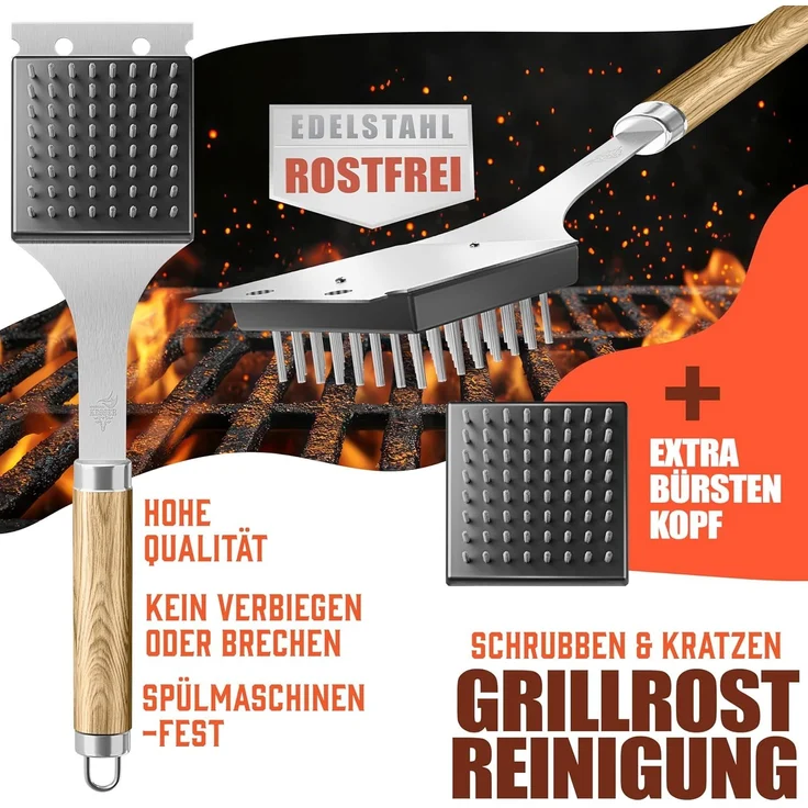 KESSER® Grillbesteck Set 37-teilig Grillzubehör aus rostfreiem Edelstahl Grillset mit Grillzange, Grillwender, 4in1 Grillspatel, Grillgabel, Grill-Spieß, Thermometer, Korkenzieher, Grillmatte & Tasche Beige – Bild 9