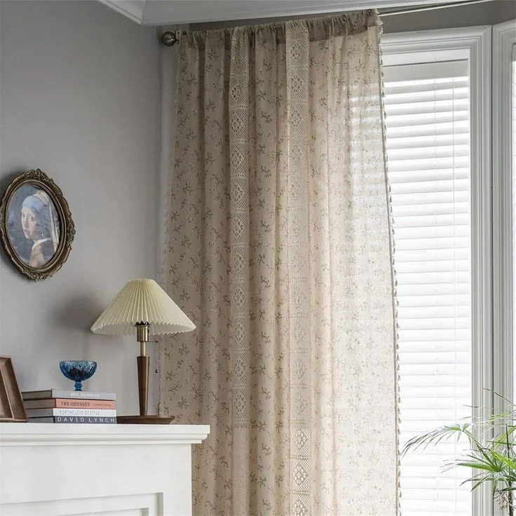 Minicloss Vorhang Boho-Vorhänge, Landhausstil Verdunkelungsvorhänge, Vintage Paneelvorhänge, geeignet für Küche und Wohnzimmer – Bild 3