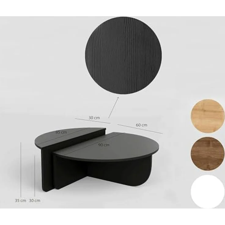 Dmora Couchtisch Canopus 90x90x35h cm Schwarz, Zeitungsablage – Bild 2