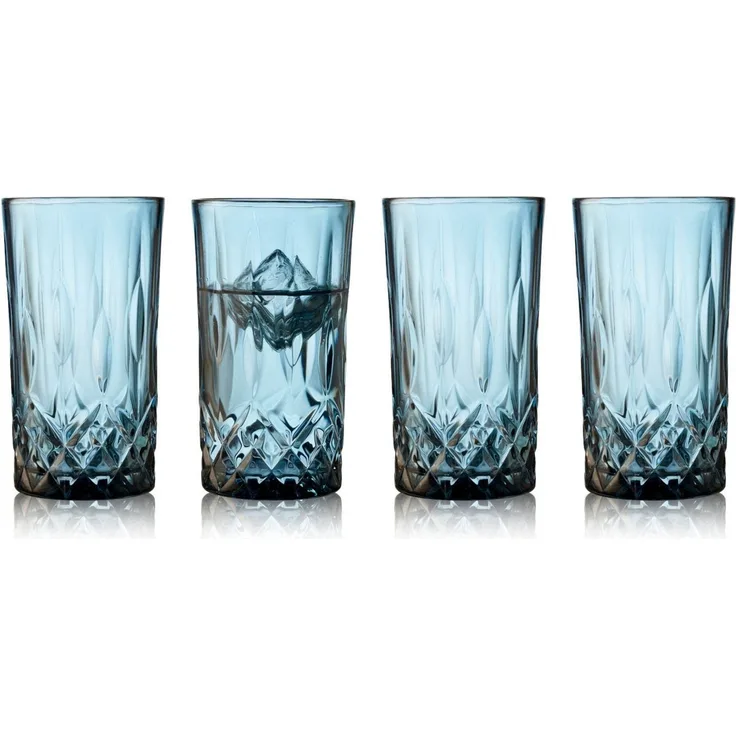 Lyngby Highball Sorrento Longdrinkglas blau 380ml Set4